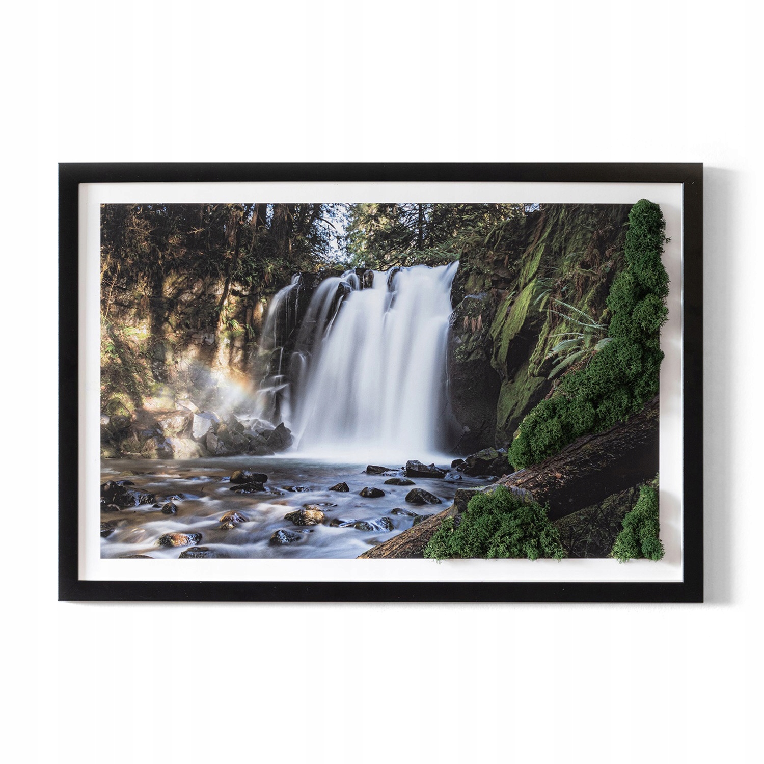 Živý obraz machu a rámu Mdf Vodopád v lese 60x40
