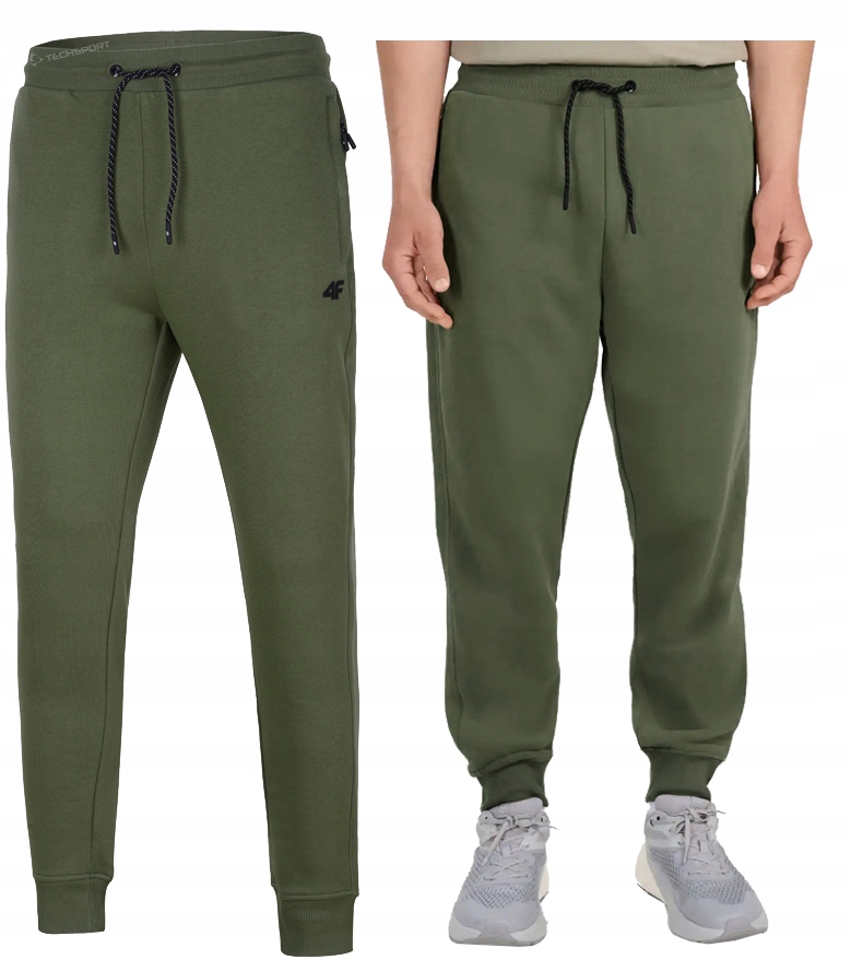 4F Męskie Spodnie Dresowe Joggery Bawełna Zamykane Kieszenie rozm L