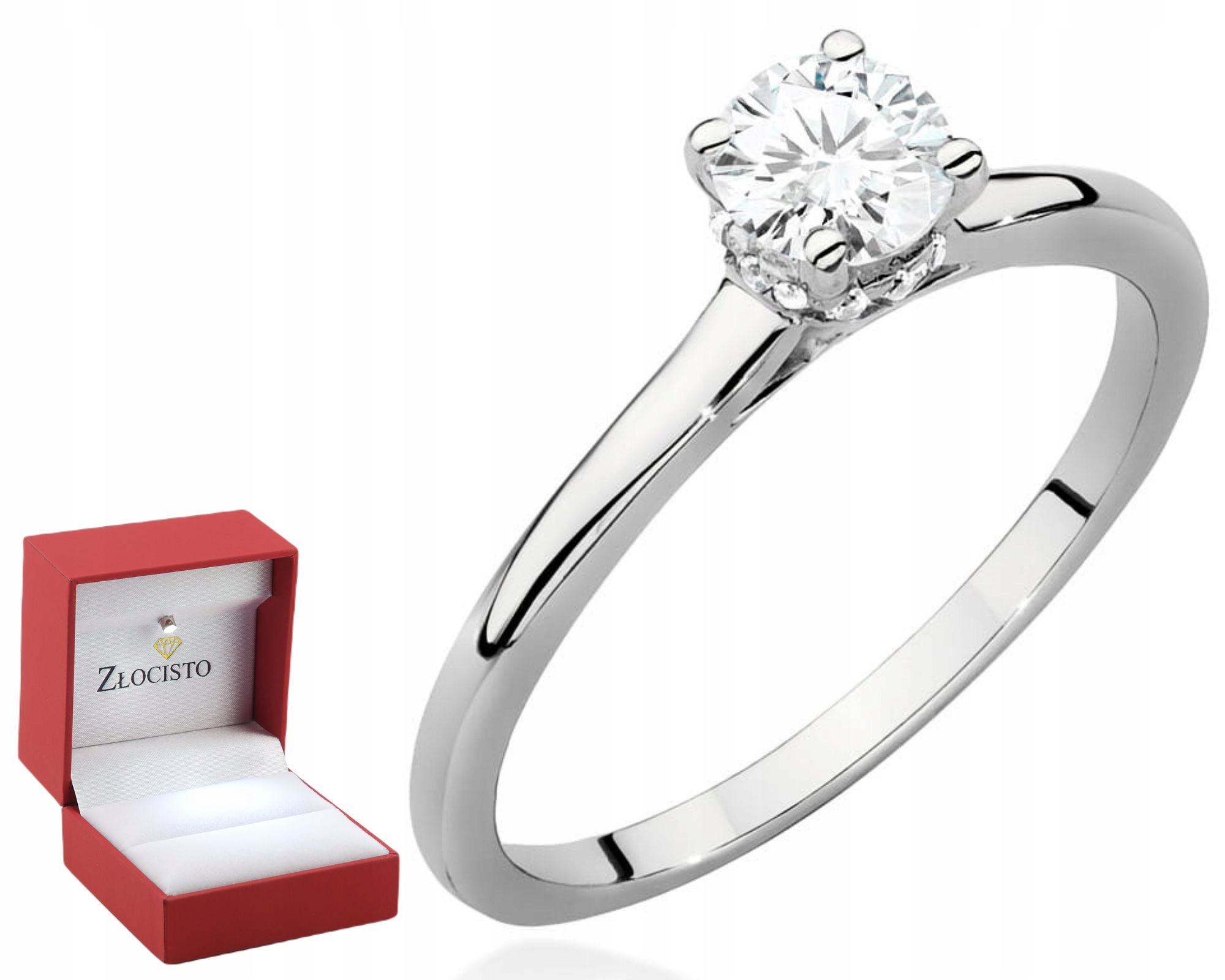 Bílý Zlatý Prstýnek S Briliantem Gravírování 585 Bonus Dárek