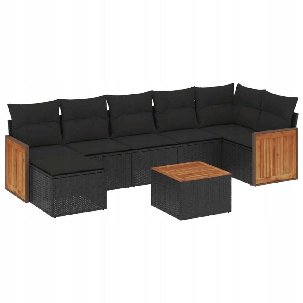 Set zahradního nábytku plast vidaXL černý 8 dílů