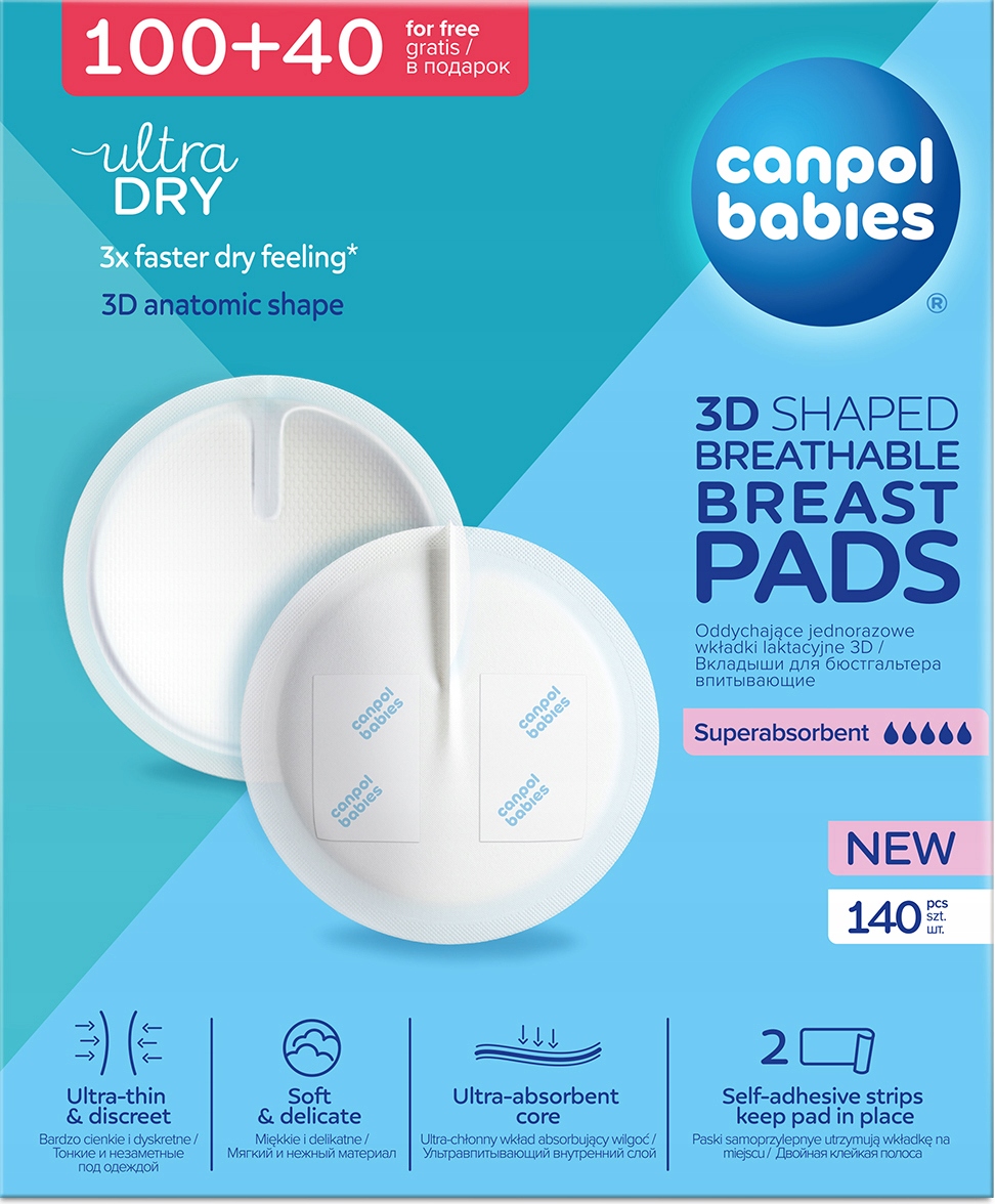 CANPOL WKŁADKI LAKTACYJNE ŻELUJĄCE SAMOPRZYLEPNE JEDNORAZOWE 140szt. 1/654 Kod producenta 1/654