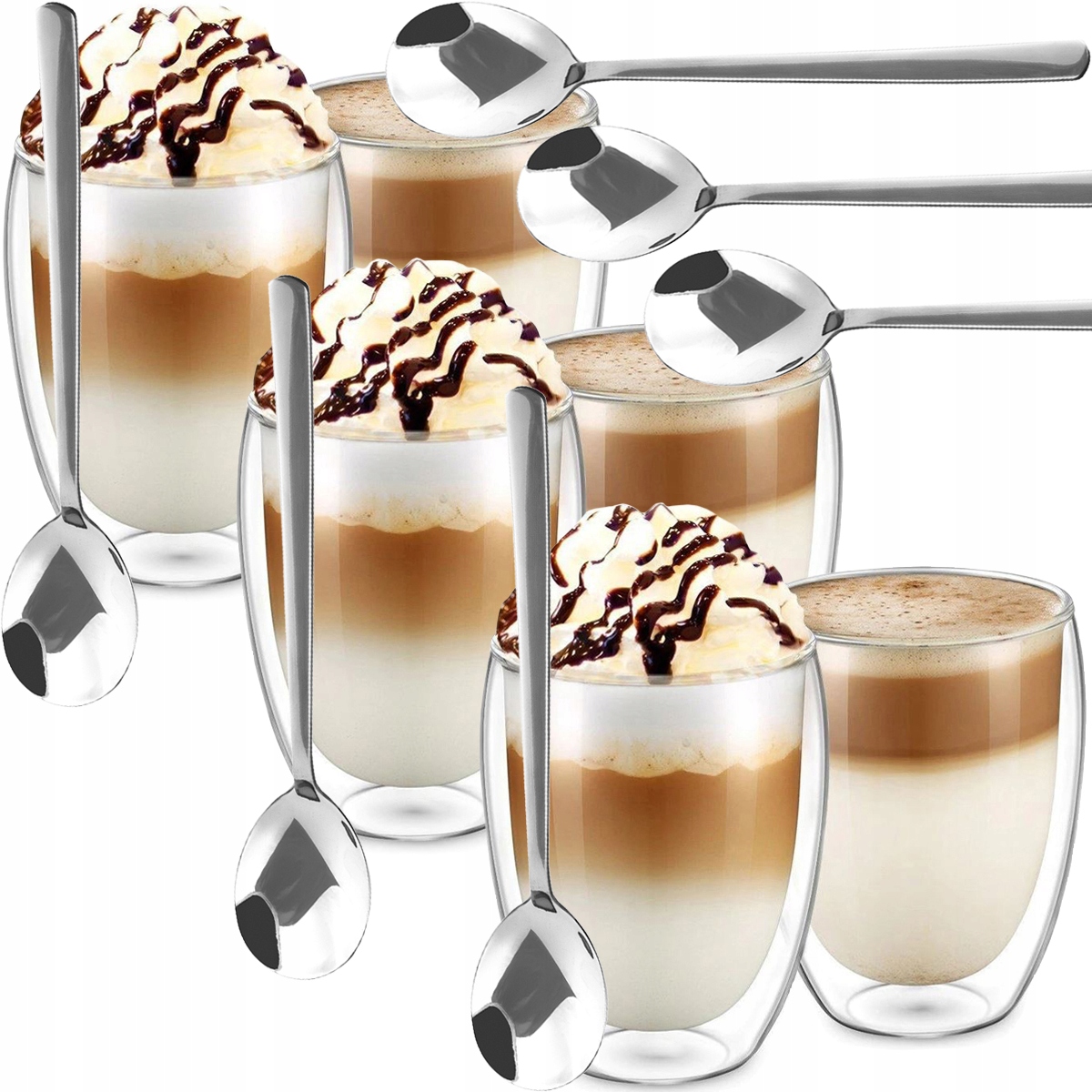 

6x Szklanki Termiczne 350ML Do Kawy Latte Łyżeczki