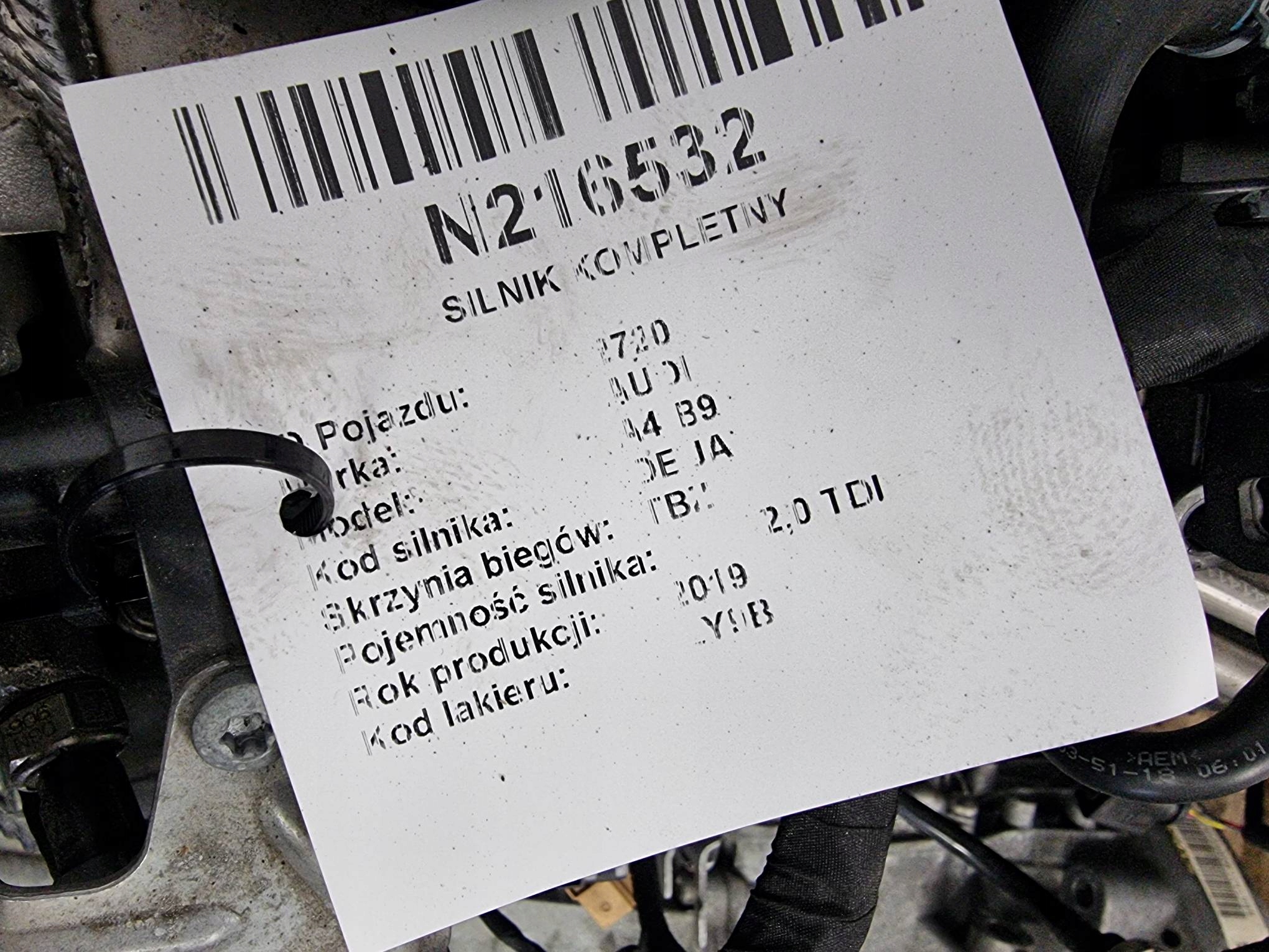 engine complete DEU 2.0 TDI 149 KM AUDI A4 B9