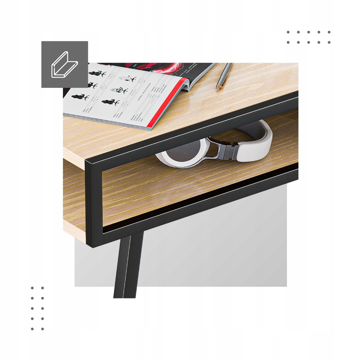 Biurko z półkami Stylowe INDUSTRIALNE Mark Adler Leader 4.2 Loft Kolor mebla dąb sonoma