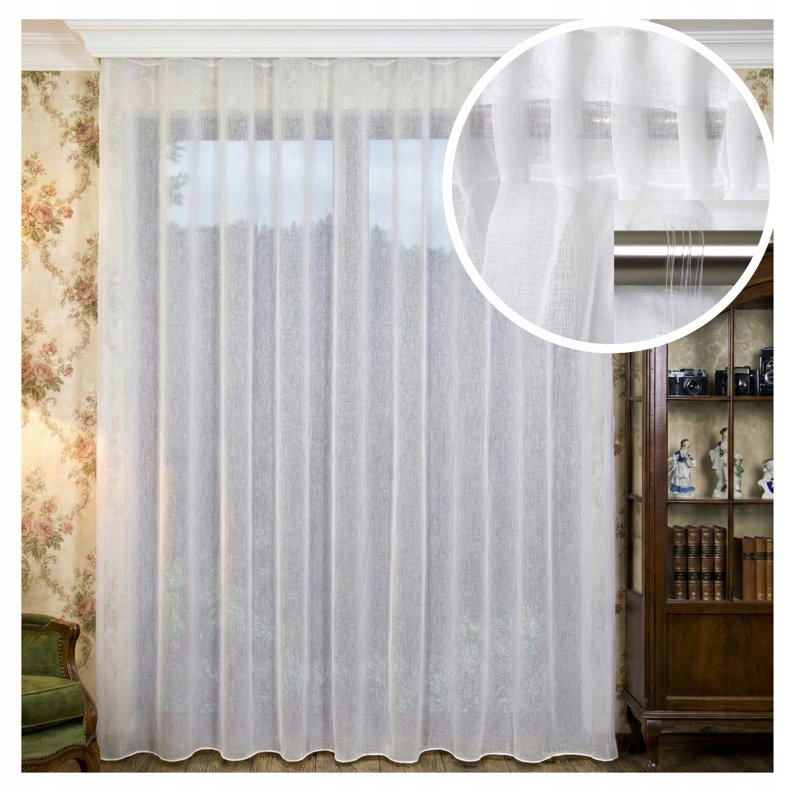 Hotová Záclona Etamin Tunel Pelagia 600x180 cm Vintage s olověnkou