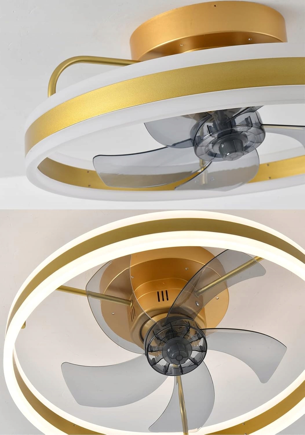 DEFEKT ŻYRANDOL ZŁOTY WENTYLATOR SUFITOWY LAMPA PLAFON WIATRAK 60W PILOT