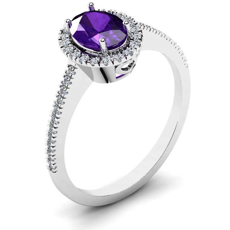 

Pierścionek Z Białego Złota Z Fioletową Cyrkonią