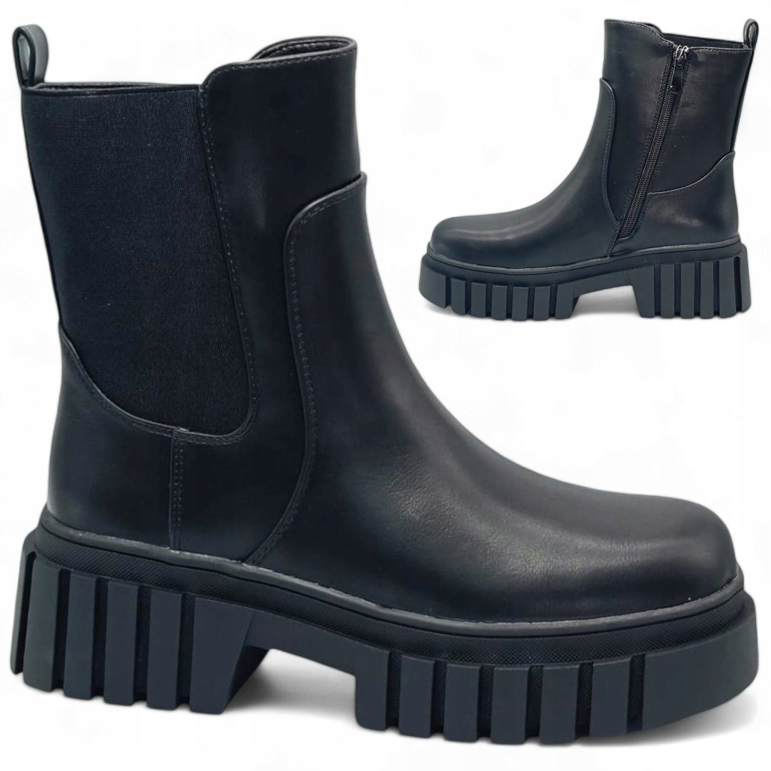 Dámské workery 37 Černé Kotníkové Boty Platforma Podzimní Pohodlné Trapery Barski