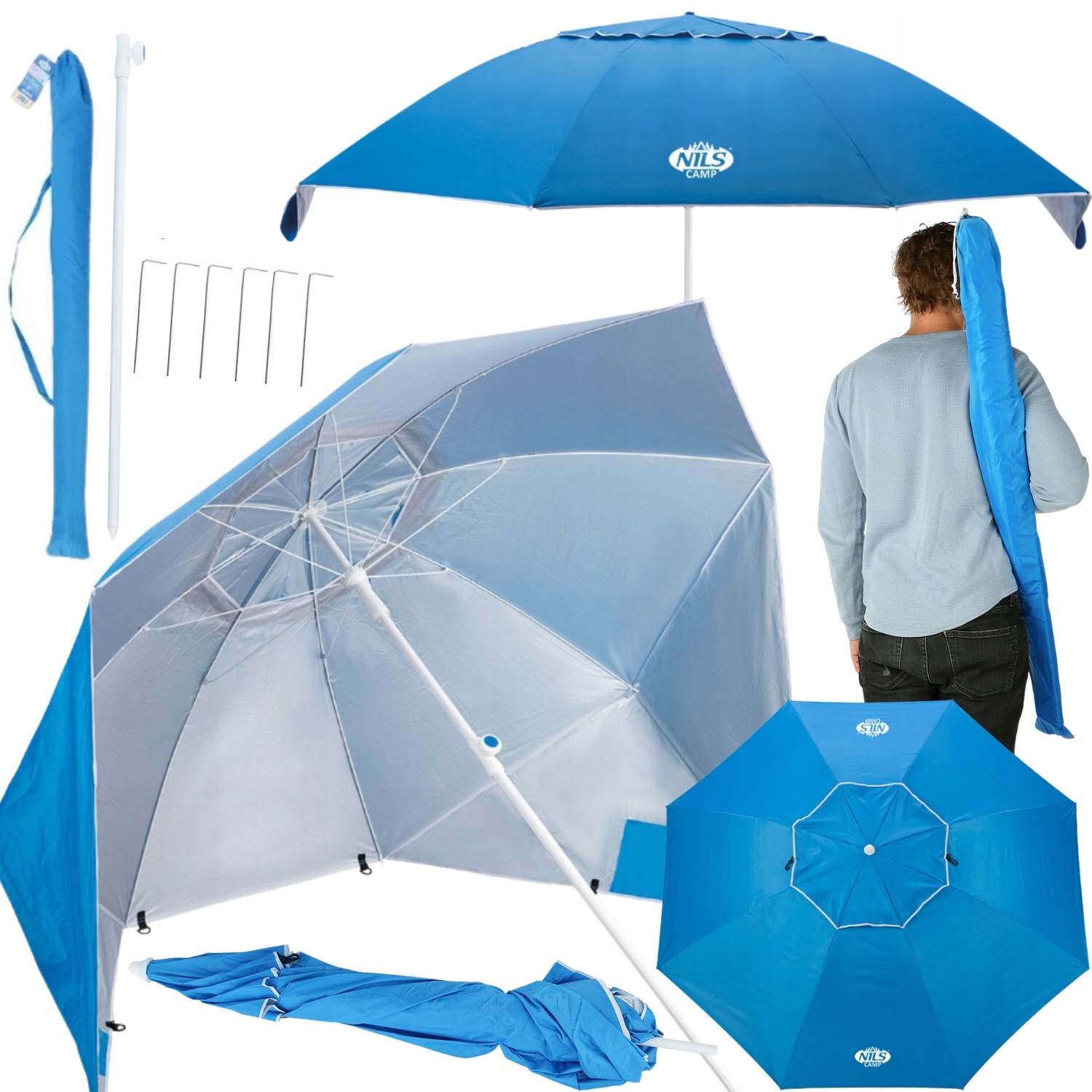 Parasol Namiot Plażowy Parawan Składany Duży Uv Z Namiotem Do Walizki 2W1