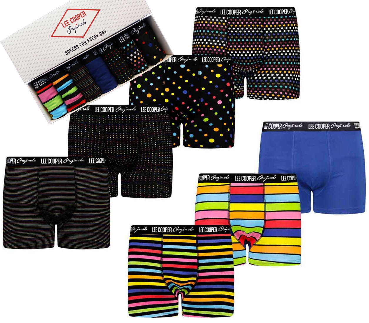 7x Bawełniane Bokserki męskie Lee Cooper Premium Box majtki tu M