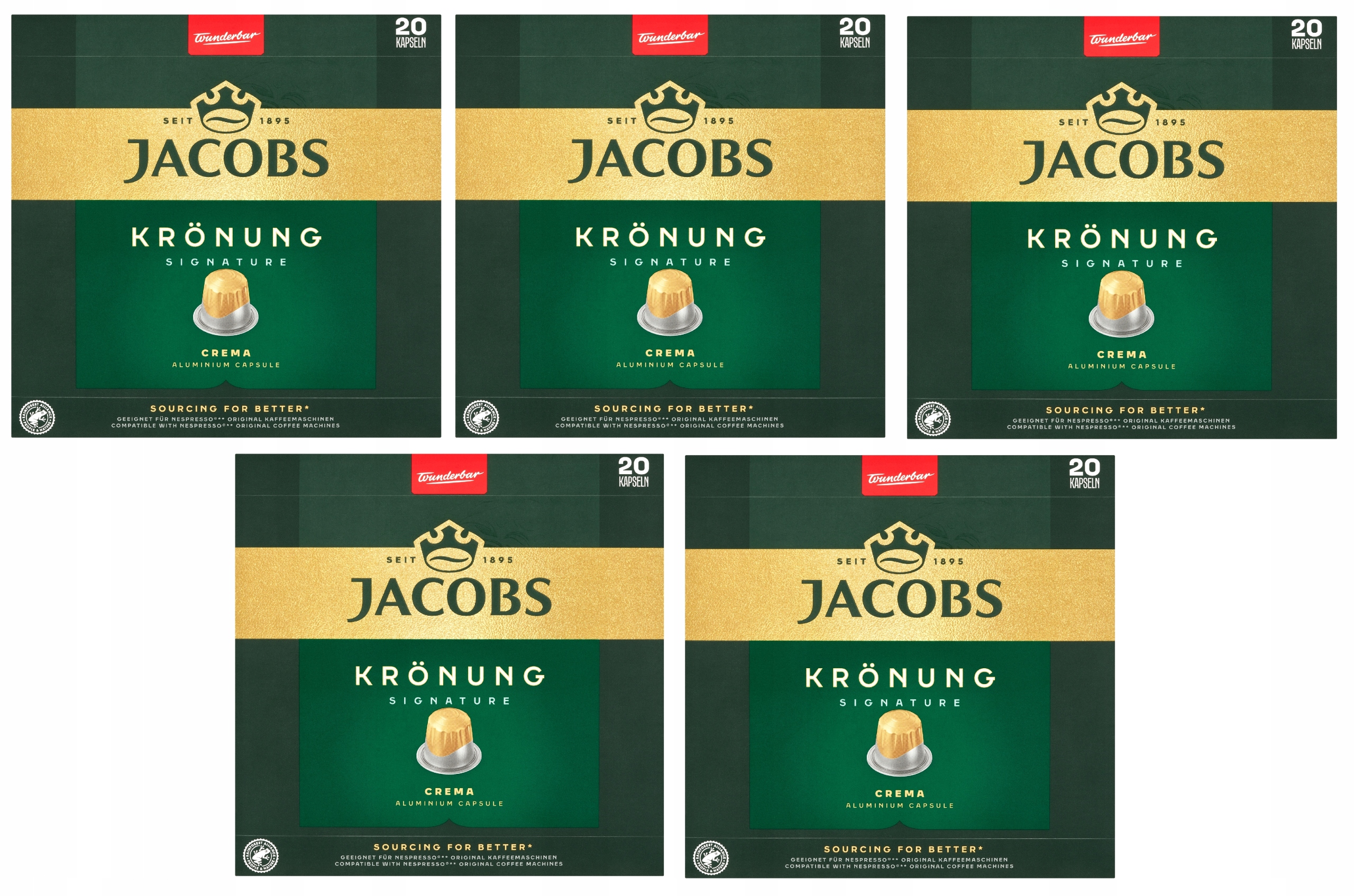 Zestaw 5 x Kapsułki do Nespresso Jacobs Kronung Signature 20 szt.
