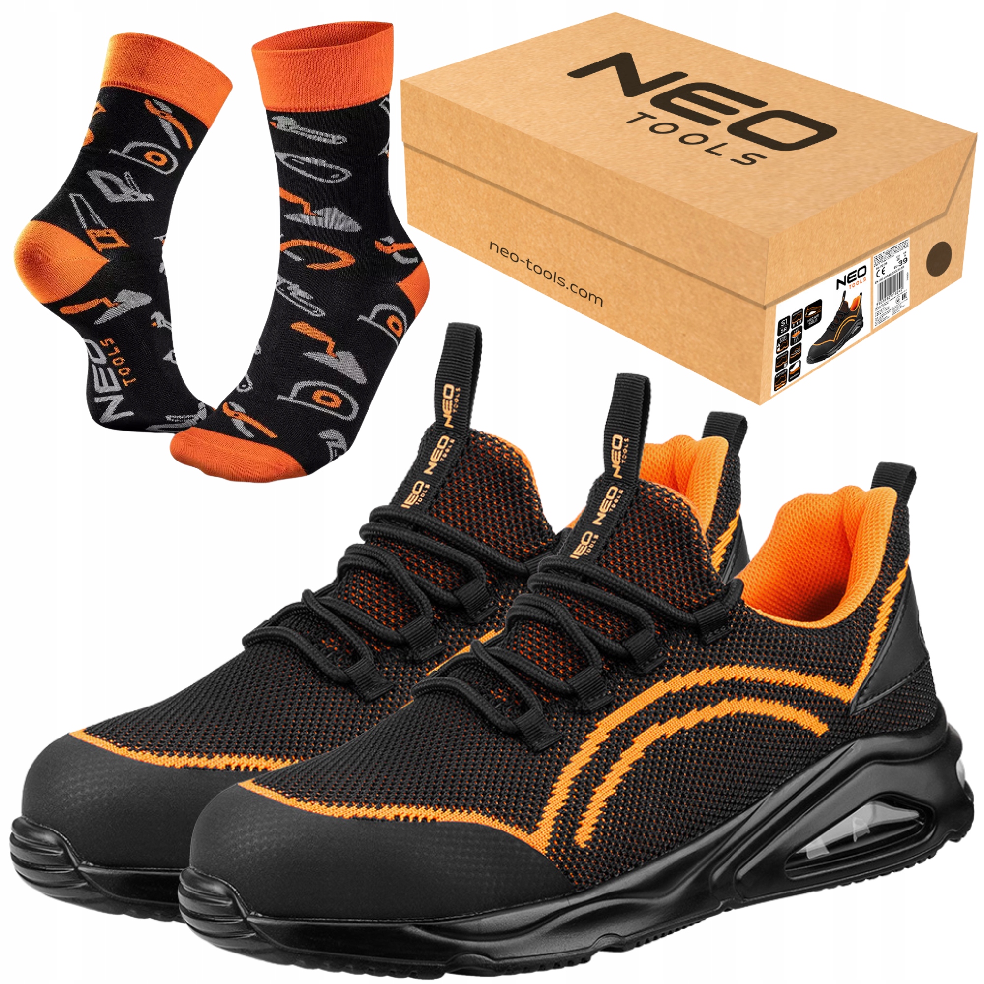 Buty Obuwie Robocze S1 Sr AirBag Stalowy Podnosek Neo Toools Skarpetki 43