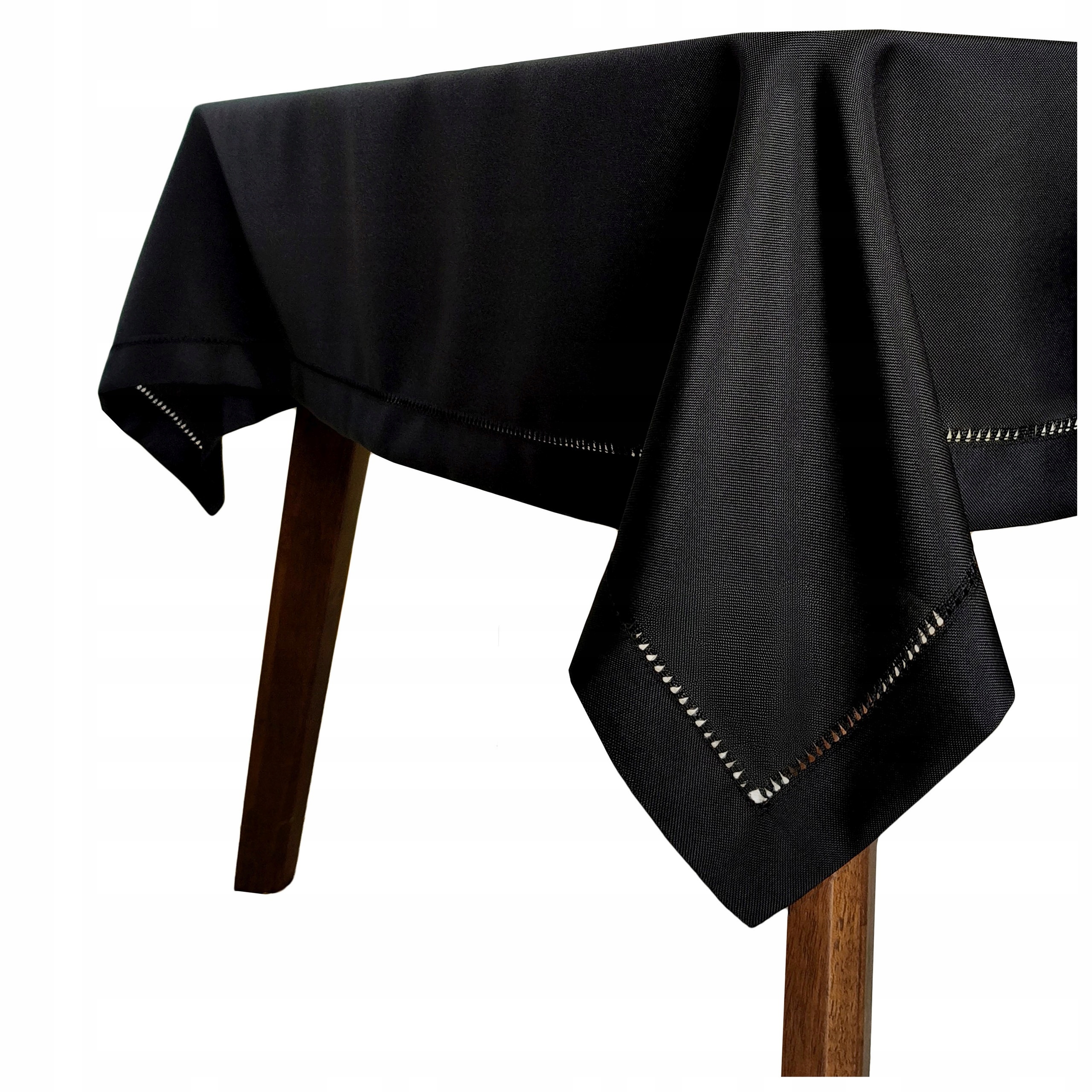 Plamoodolný ubrus na tlustý vánoční stůl s merežkou Hanah Černý 150x350