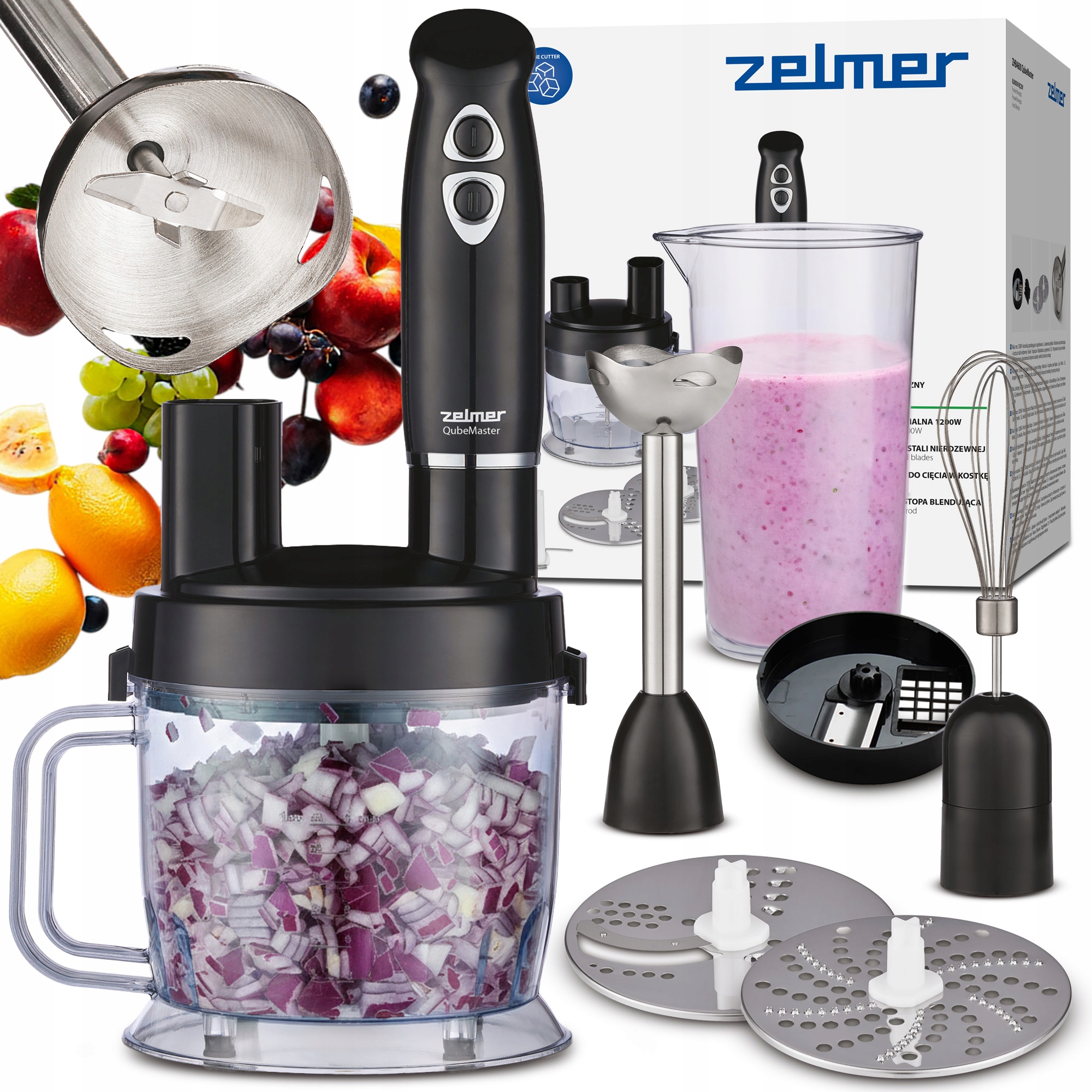Blender Ręczny Zelmer Kuchenny Wielofunkcyjny Mikser 4 Ostrza Turbo 1000W