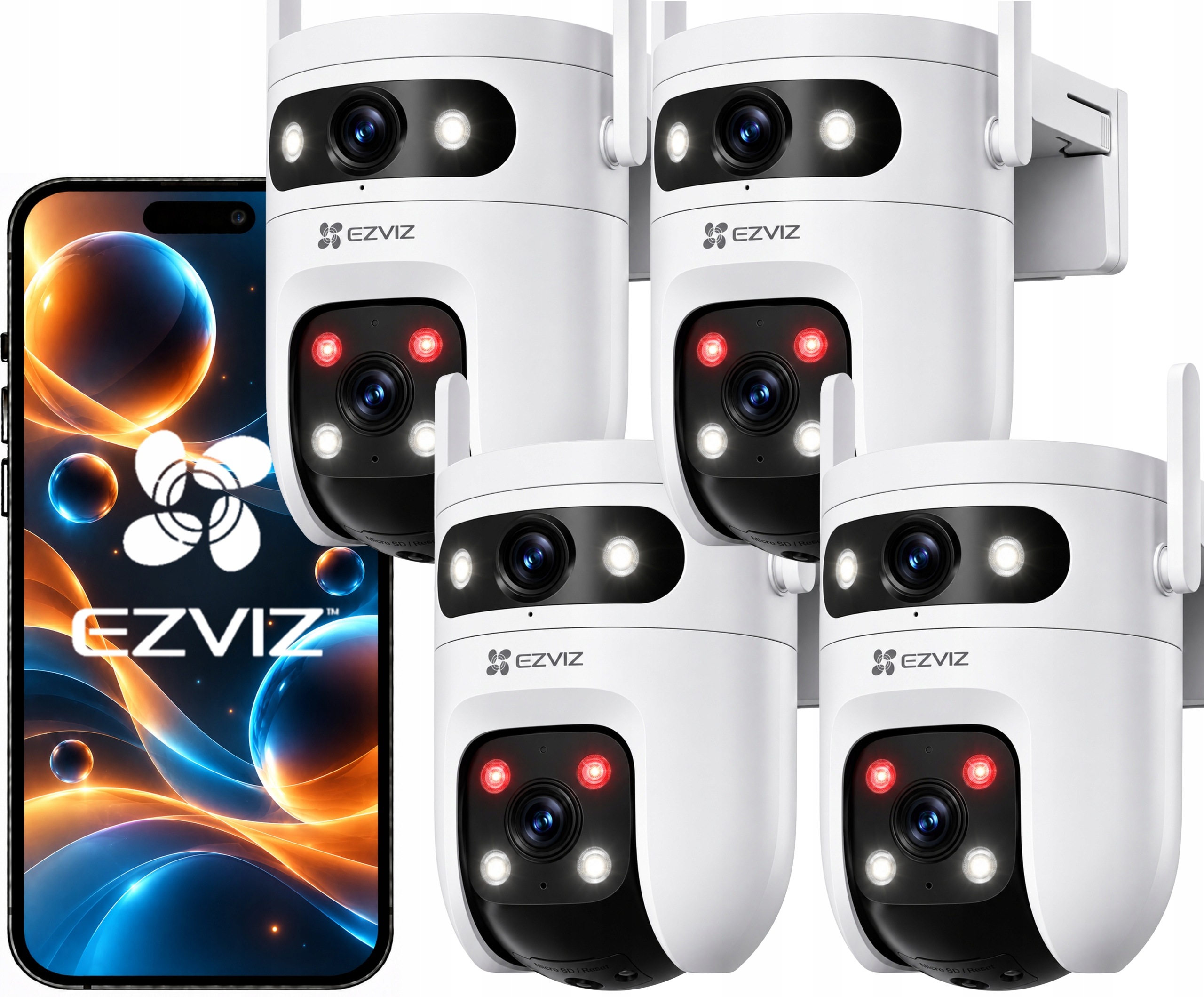 Otočné kamery x4 WiFi Dual Lens 2 Objektivy 5Mpx Sledování Den/Noc
