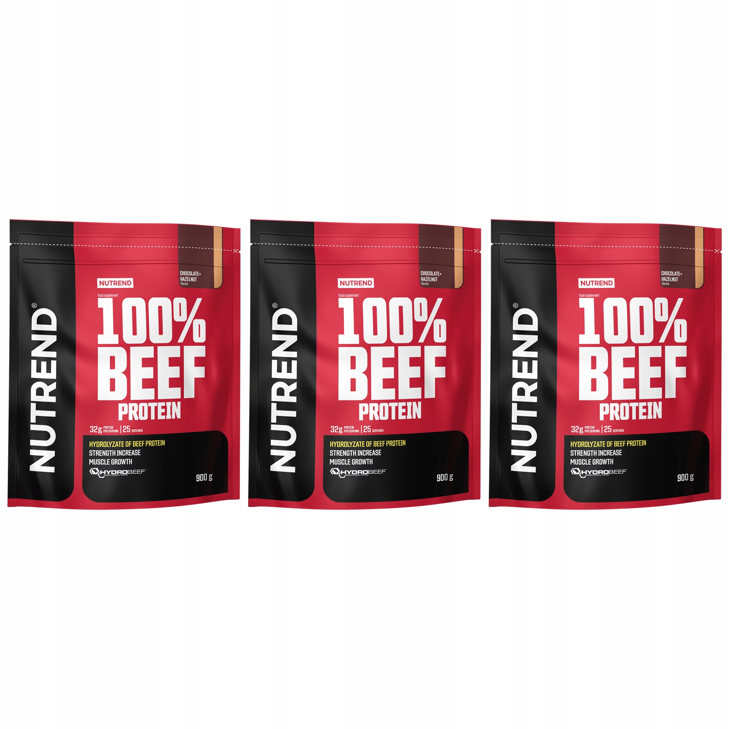3x Hovězí protein 100% Beef Protein 86% hydrolyzát čokoláda 900g Nutrend