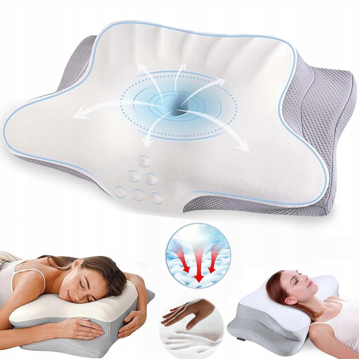 Poduszka Ortopedyczna Do Spania Memory Motyl Premium Ze Zdejmowaną Poszewką