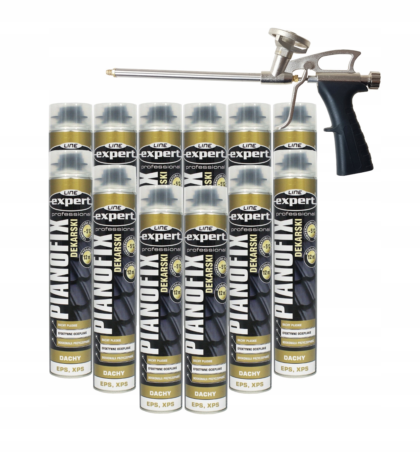 Klej Dekarski Do Styropapy Xps Eps Zestaw 12SZT Pistolet Montażowy