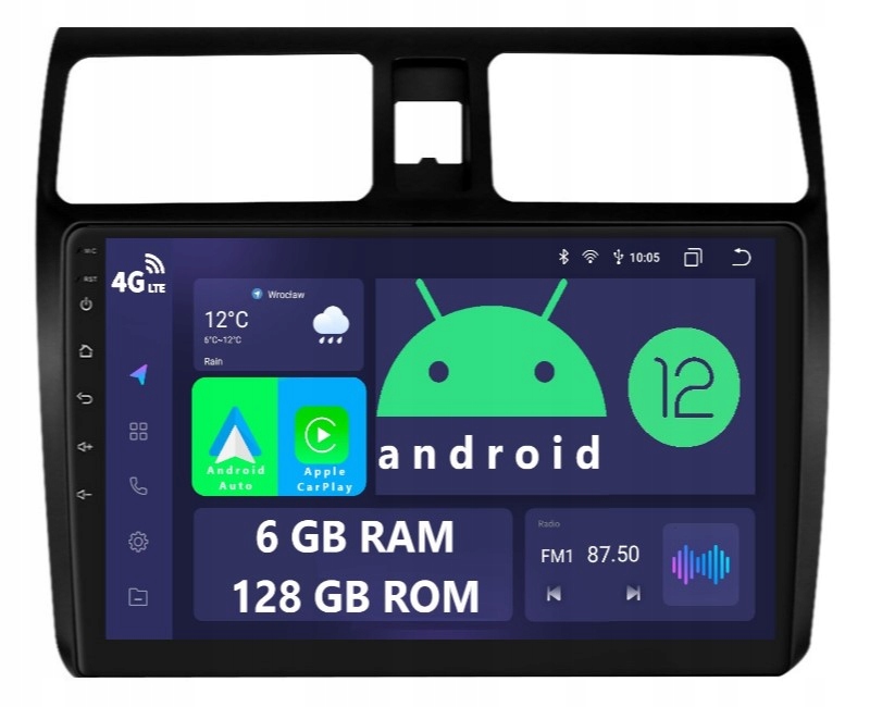 Radio 2DIN Nawigacja Android Suzuki Swift 4 IV Dsp Carplay 6/128 Gb Lte