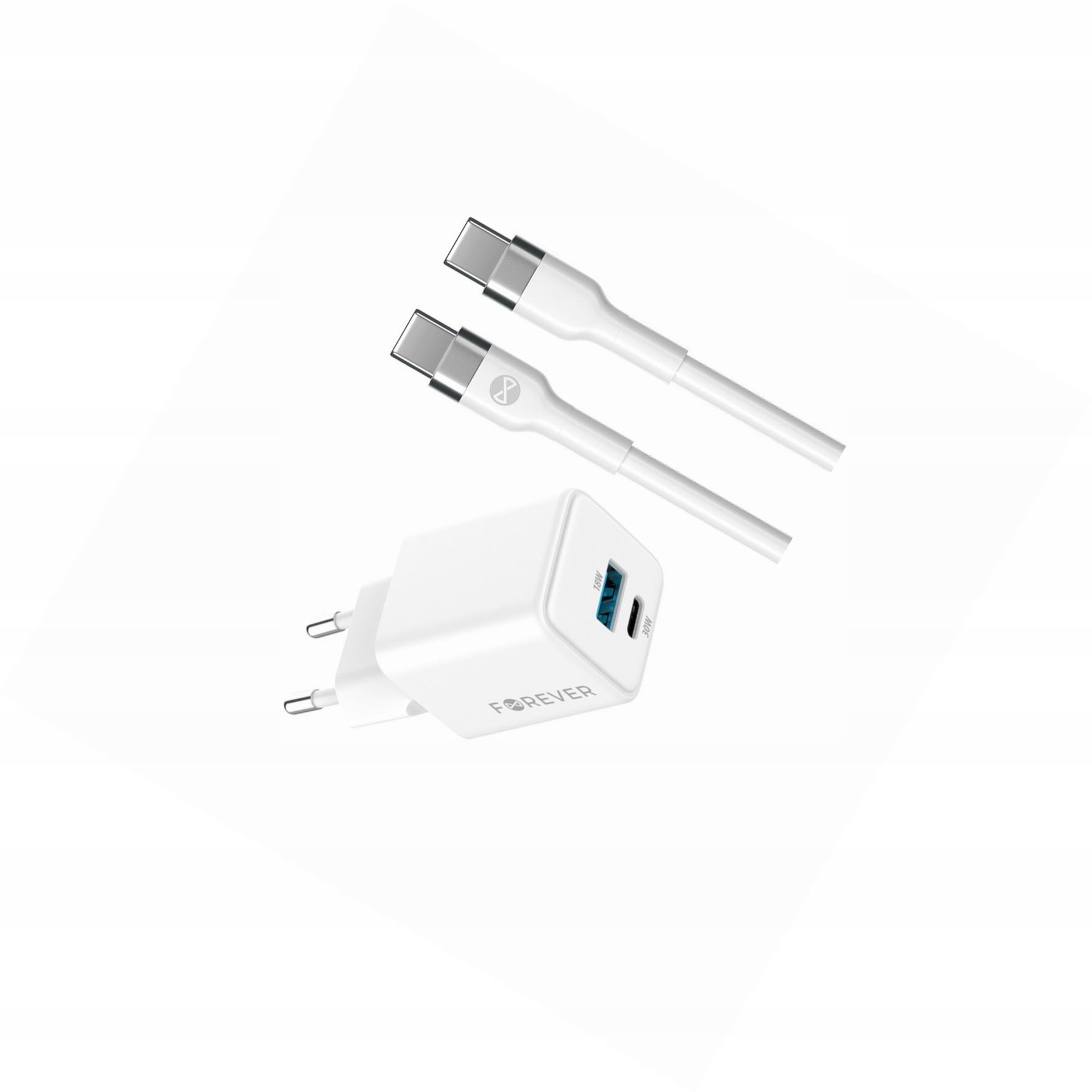 Szybka ładowarka GaN 30W 2 wejścia Usb i Usb-c z kablem do Lg K50S