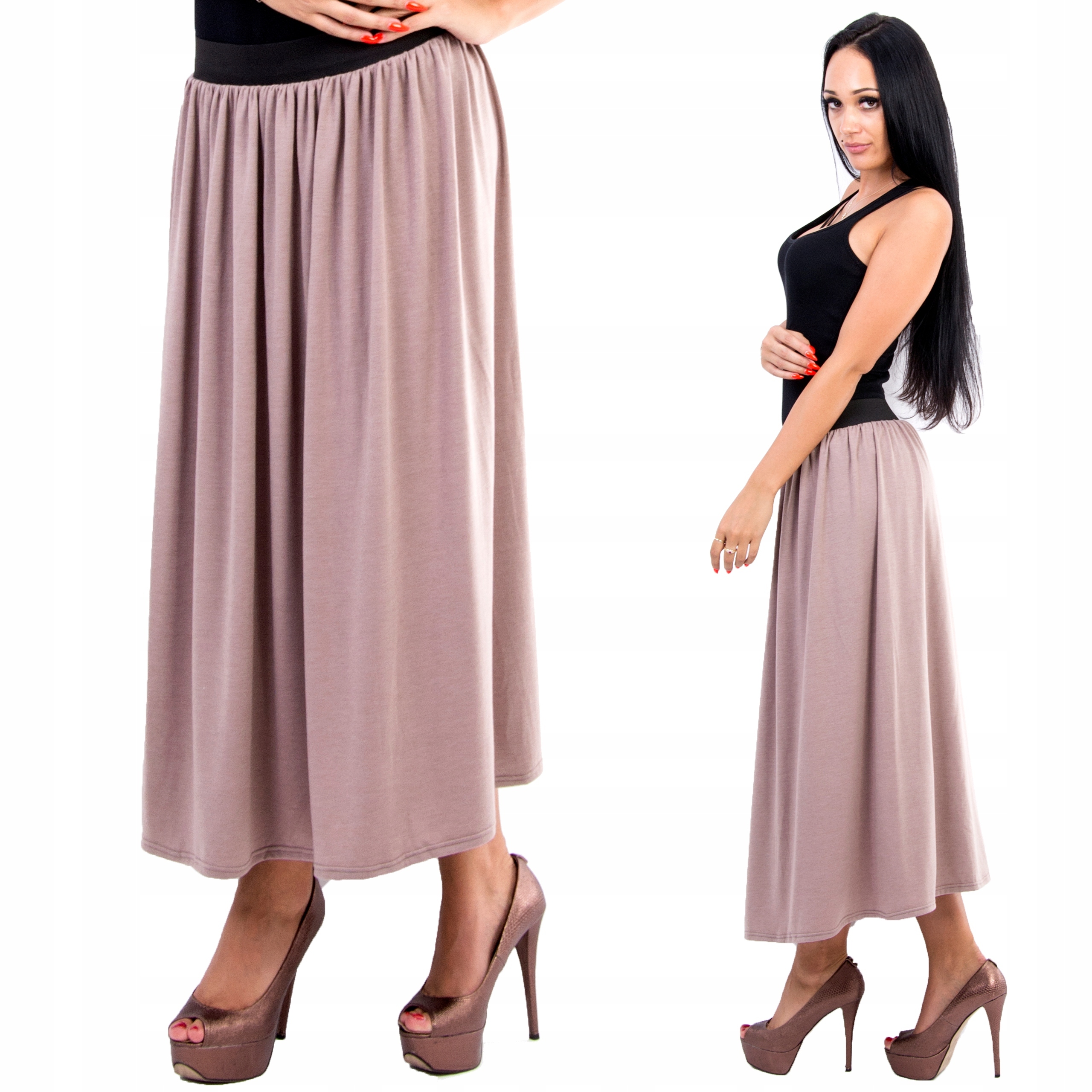 

Długa Spódnica Na Gumie Kolory CAPPUCCINOr. 58