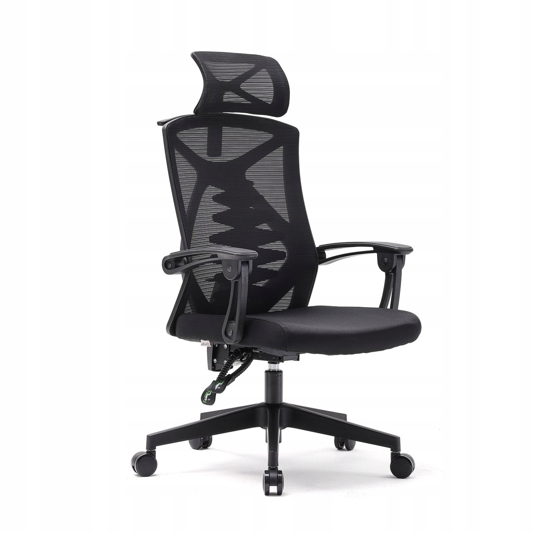 Fotel Ergonomiczny Angel Biurowy Obrotowy Krzesło Spino Czarny