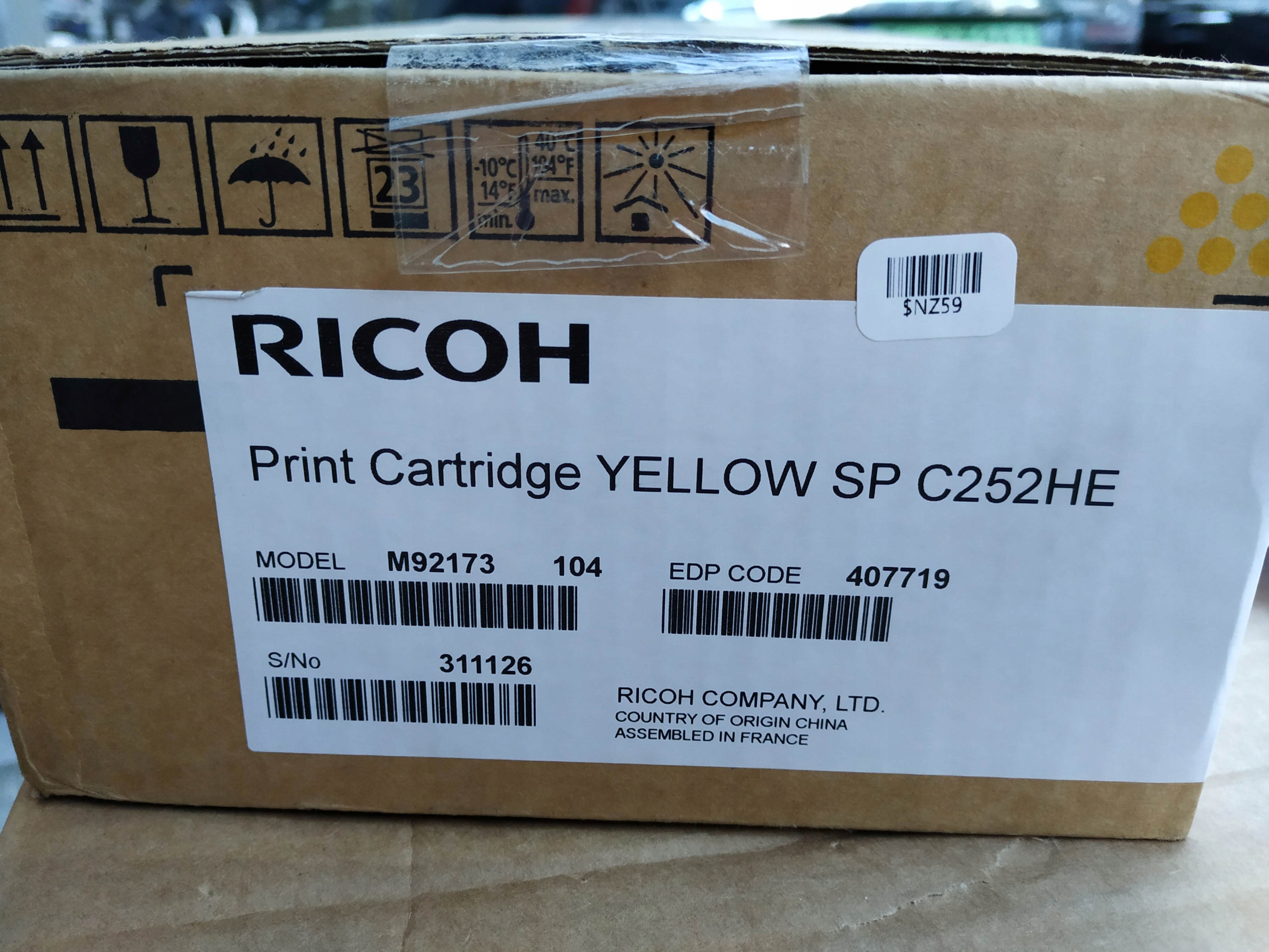 Originálny toner Ricoh Sp C252 C262 407719 Yellow Príležitosť