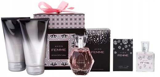 Zestaw Avon Femme 4szt perfumy male i duze, żel i balsam