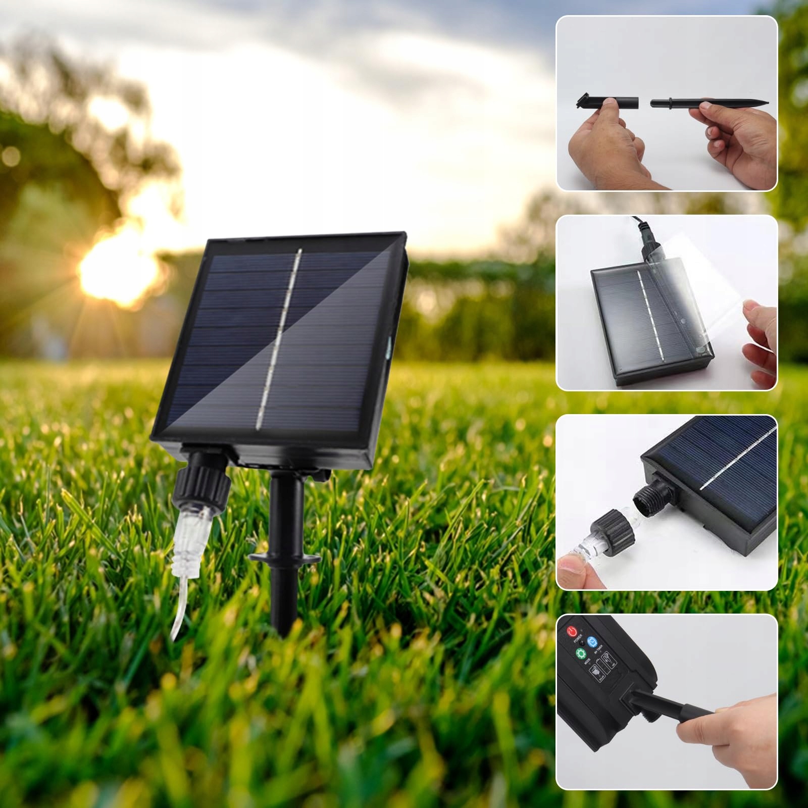 JIMACRO Siatka Świetlna Solarna Girlanda Ozdobna Lampki 2x3m 192 LED — miniatura 5