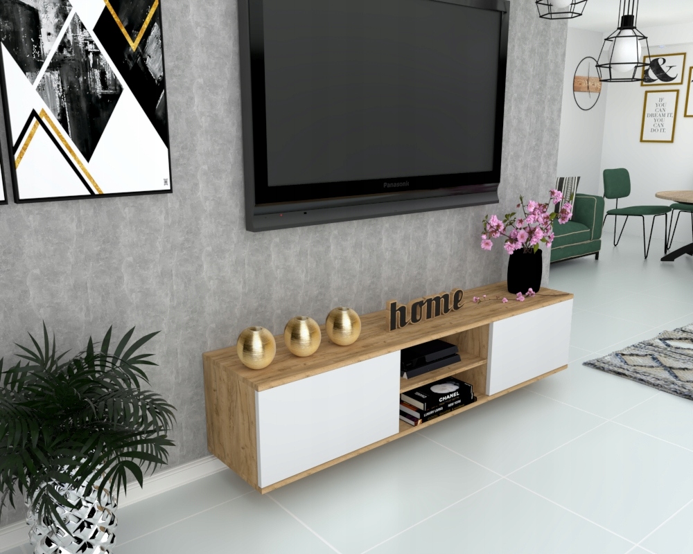 Szafka RTV KING Biała Wisząca craft biały mat 180 Kolekcja King Fly