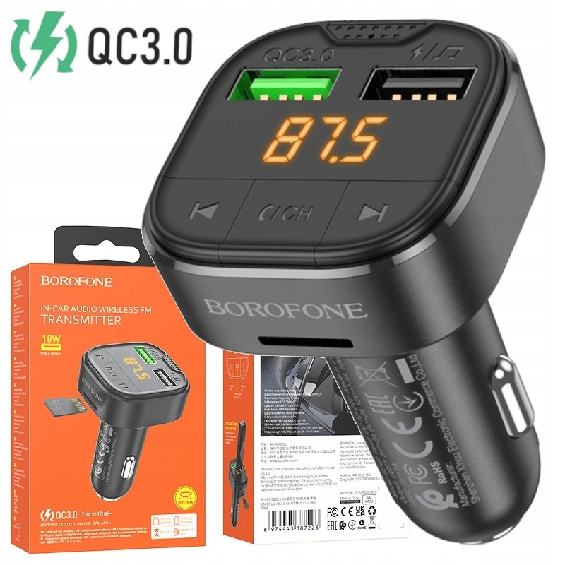 

Szybki Transmiter Fm QC3.0 Quick Charge 3.0 B5.0