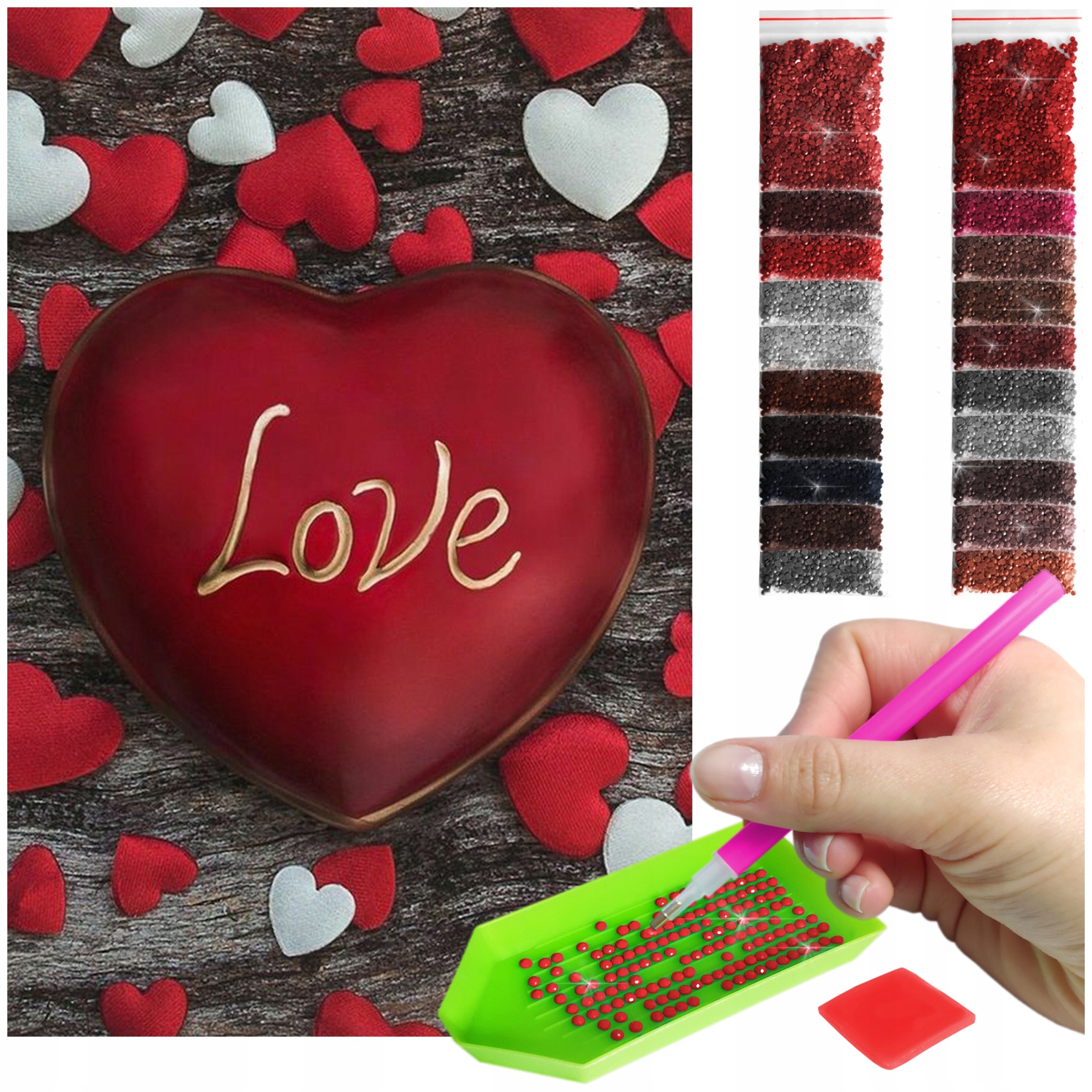 Valentýnský diamantový Haft 60x40cm Diamond Painting Mozaika Příslušenství