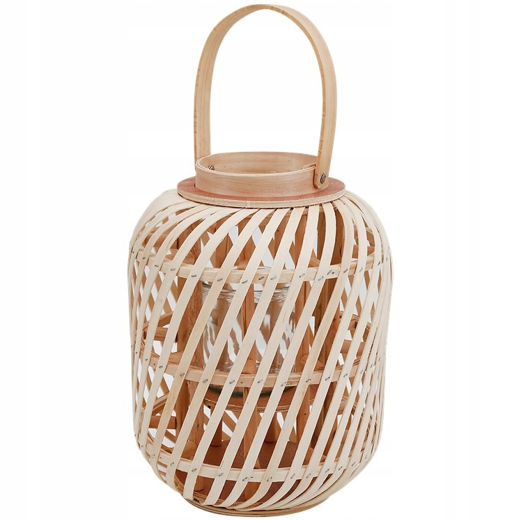 LAMPION LATARENKA ŚWIECZNIK DEKORACJA BOHO BAMBUS
