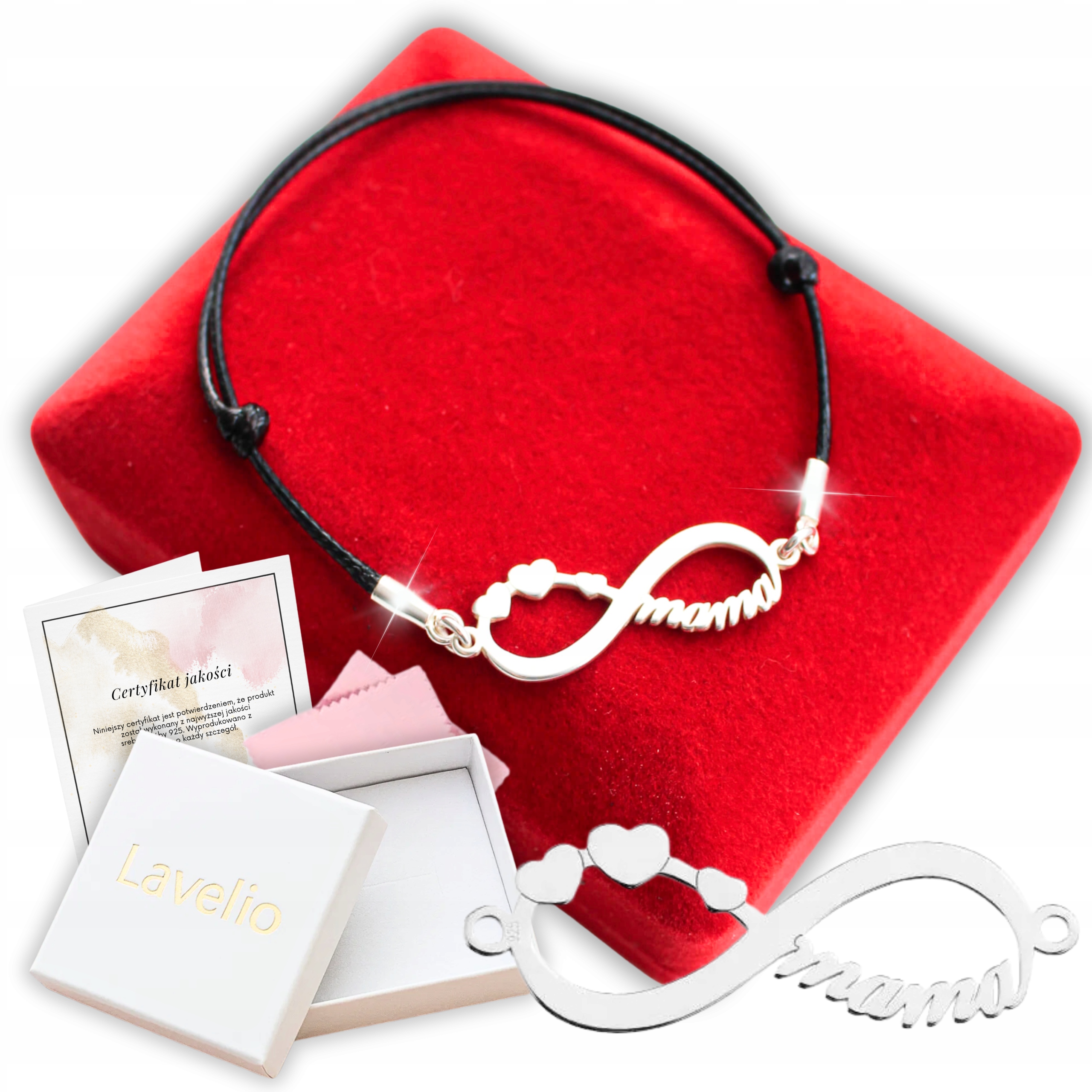 Stříbrný náramek s nápisem Mama Nekonečno pro maminku jako Dárek, stříbro 925