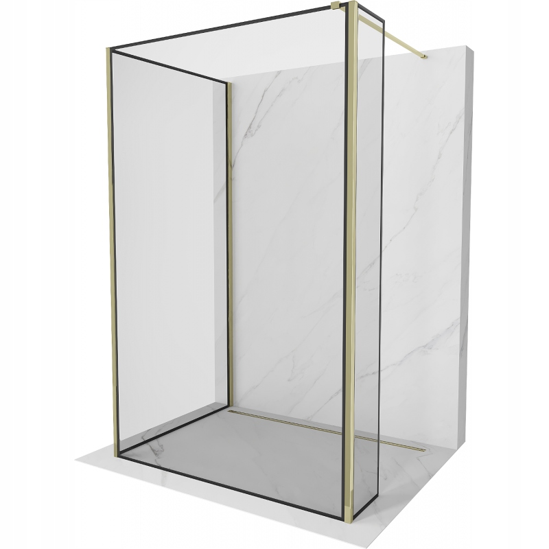 Ścianka szyba prysznicowa 140x120x30 Walk In Mexen Kioto 8 mm czarna złota