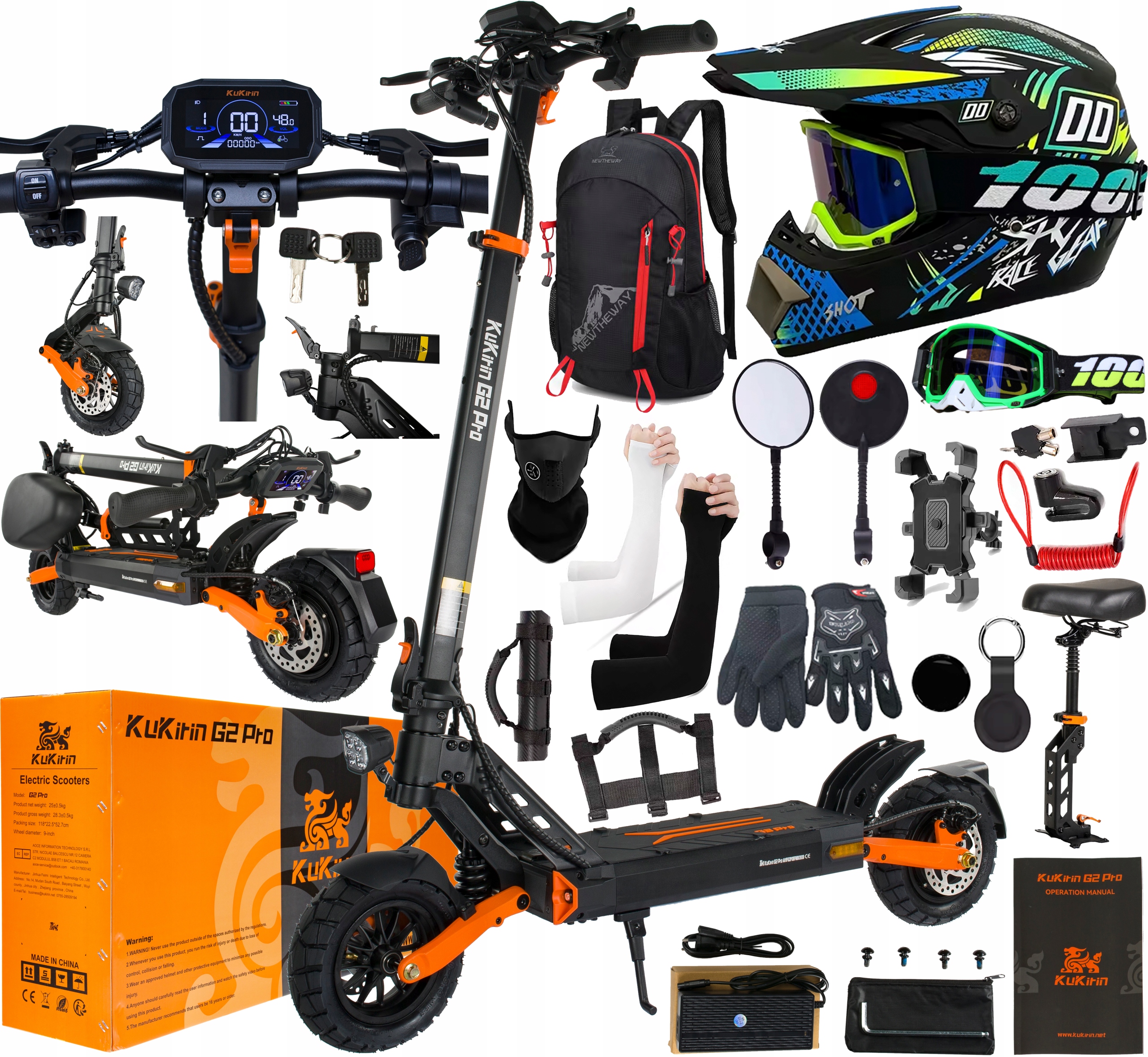 KuKirin G2 Pro Terénní 600W 48V 15.6AH 45KM/H Pánský/Ženský +11 Dárek 2