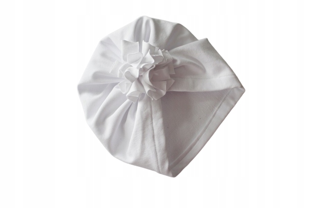 

Czapka turban kwiat biel 38-40 chrzest lekki
