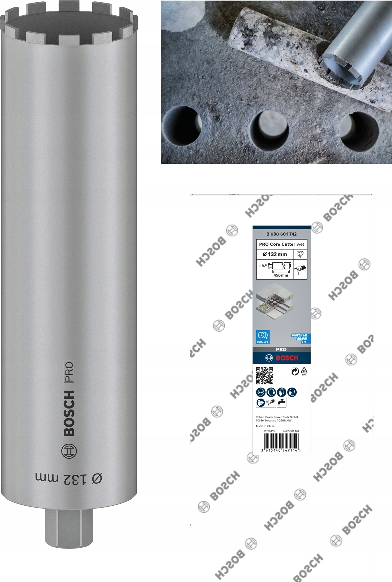 Korona diamentowa Bosch koronka do betonu Otwornica 132 x 450 mm Pro
