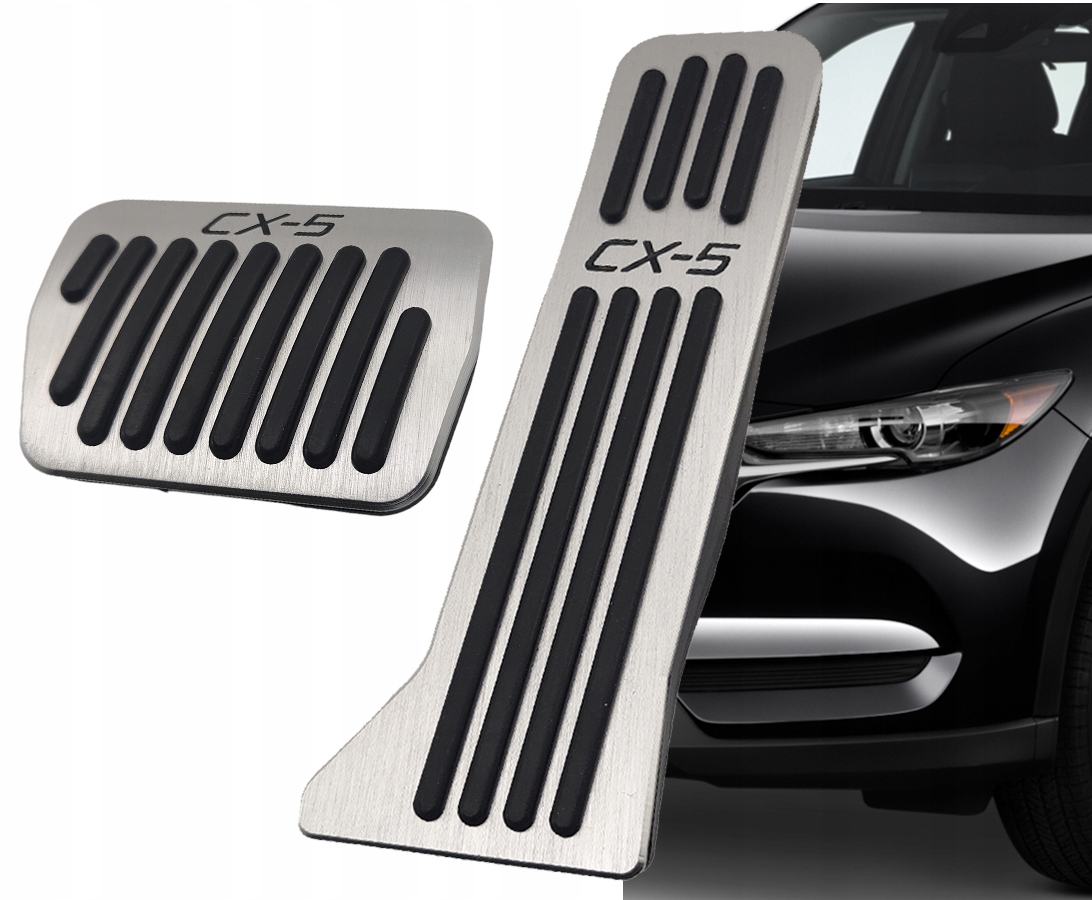 SZCZOTKOWANE ALUMINIUM Nakładki na Pedały MAZDA CX5 2014-2021 AT SPORT