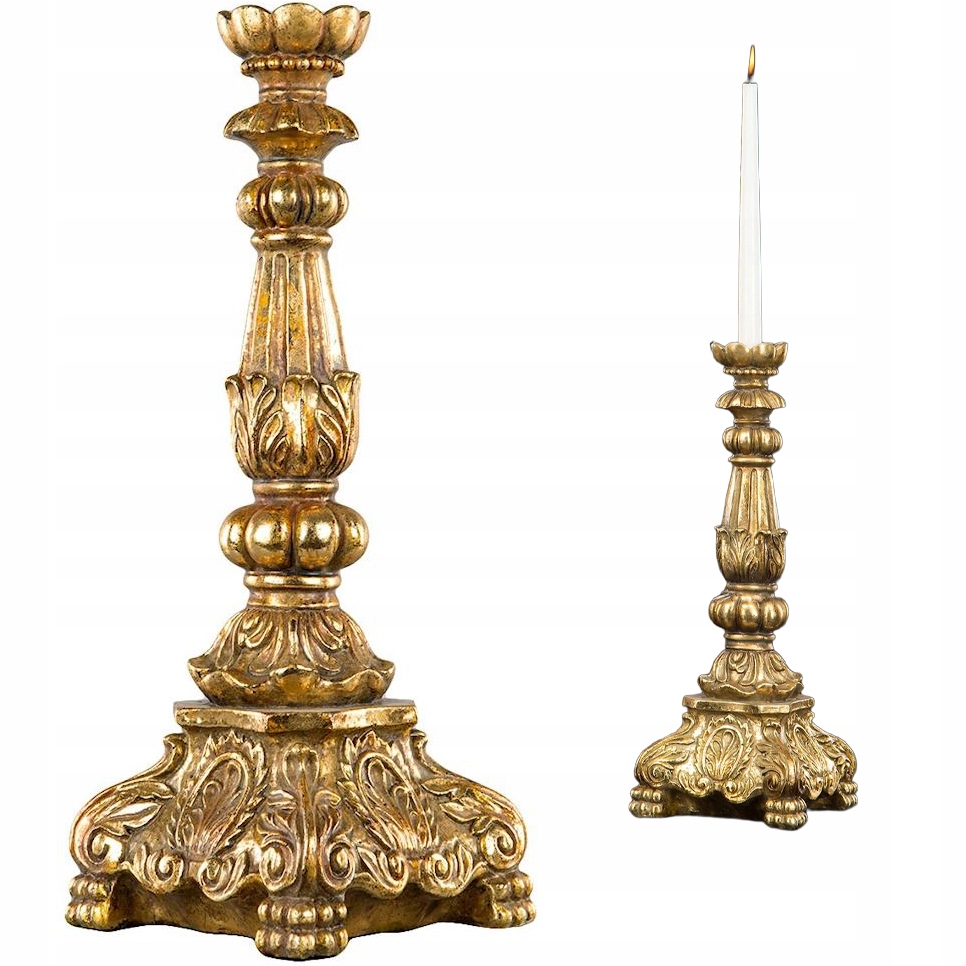 Zlatý Svícen Kandelabr Velký 45 cm Retro Vintage Glamour Vysoký Do Domácnosti