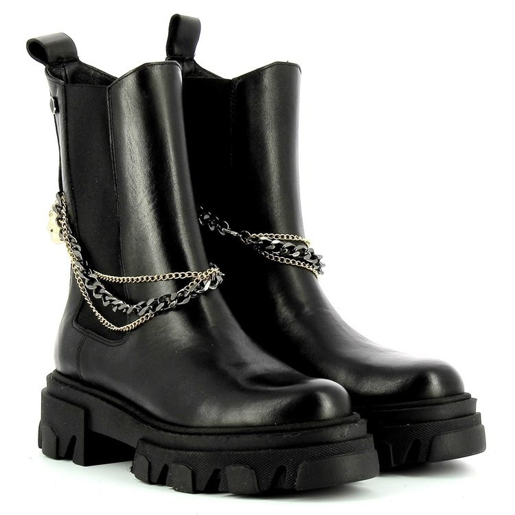 CARINII B5962 BOTKI WORKERY TRAPERY SKÓRA CZARNE