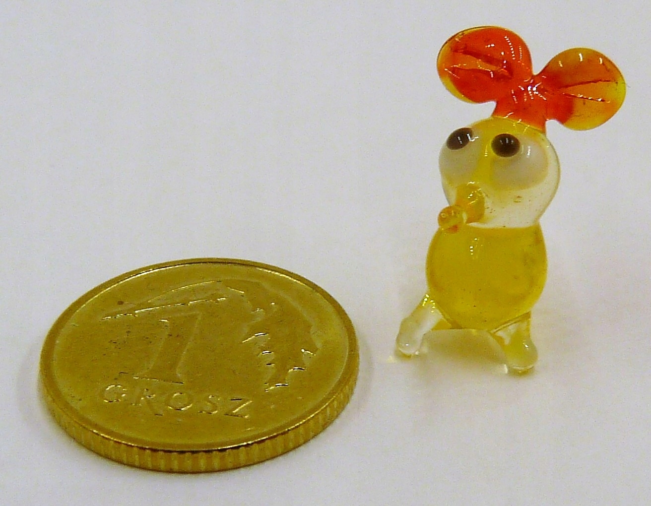 Figurka szklana Mini Ptak Kurczak Żółty FMs 1cm