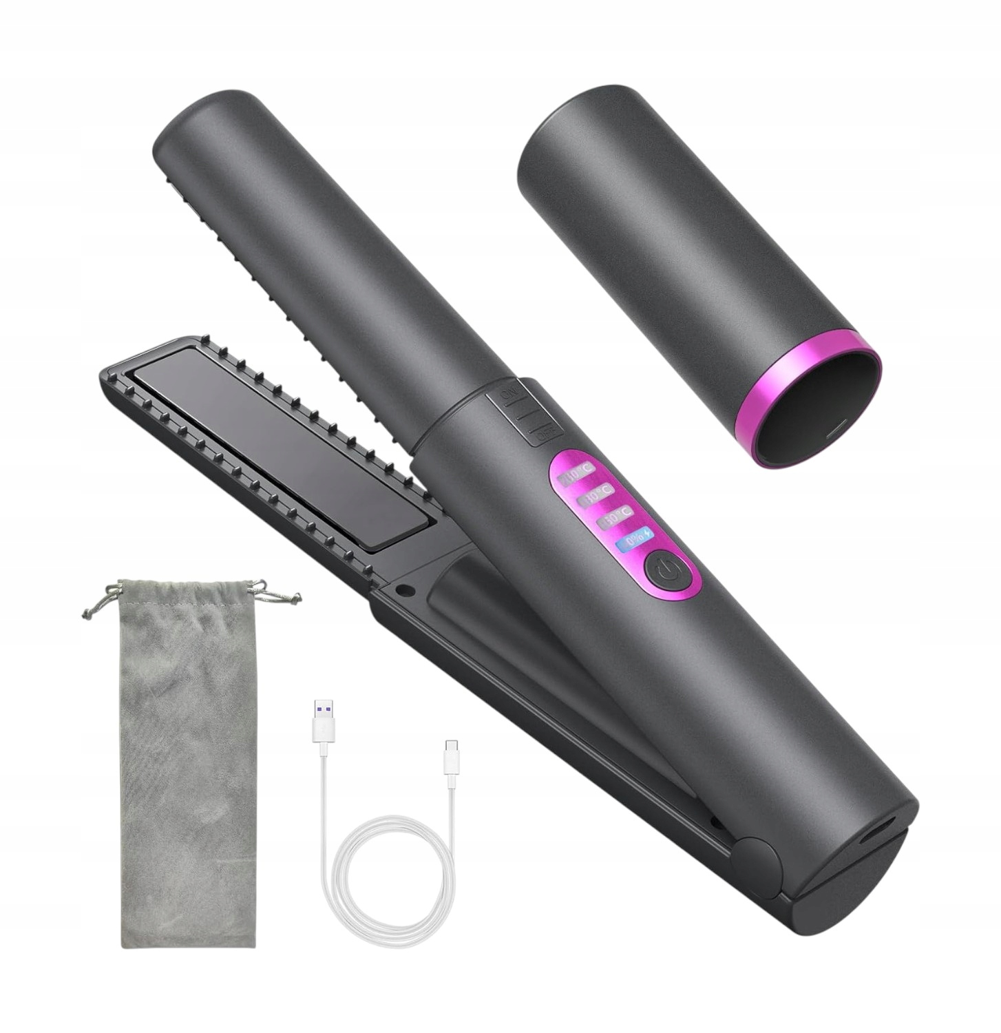 Obest bezprzewodowa prostownica do włosów 2w1 ceramiczna Usb-c 4800mAh