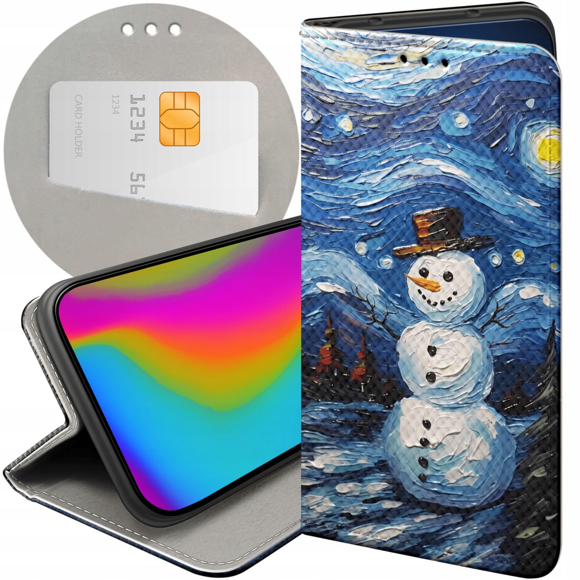 Etui Z Klapką Do Samsung Galaxy J7 2017 Bałwan Zima Śnieg Futerał