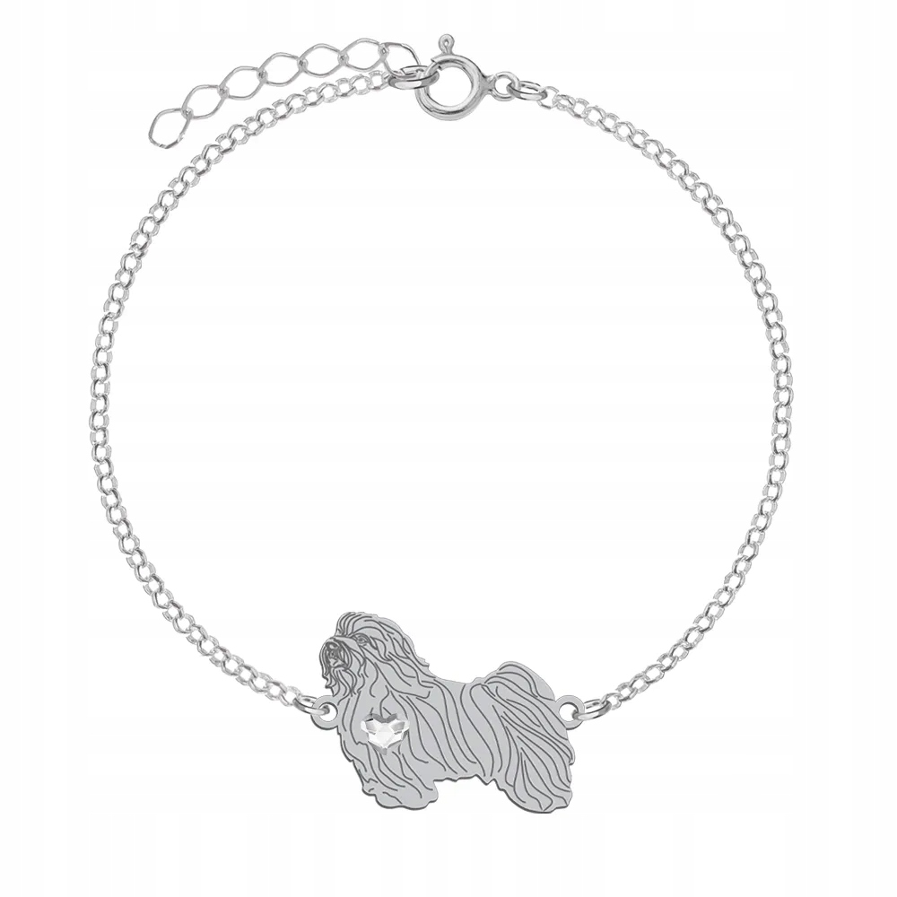 Stříbrný náramek s psem Havanský 925 Řetízek Dedikace Gravírování Bonus