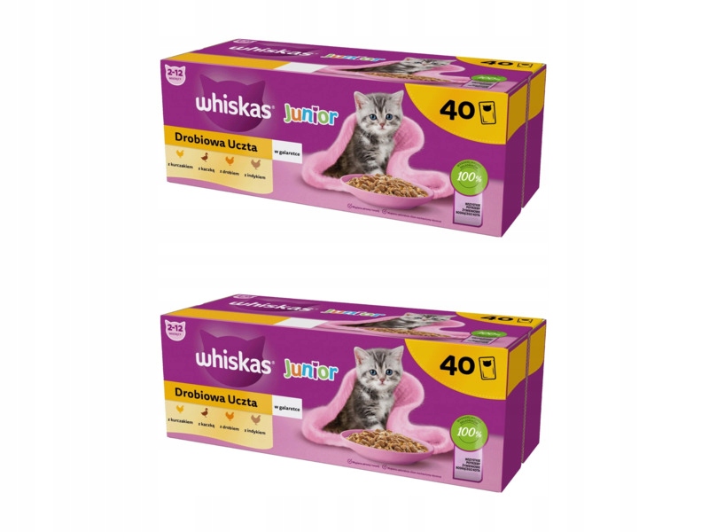 Karma dla kota Whiskas Junior Drobiowa Uczta 2 x (40 x 85 g)