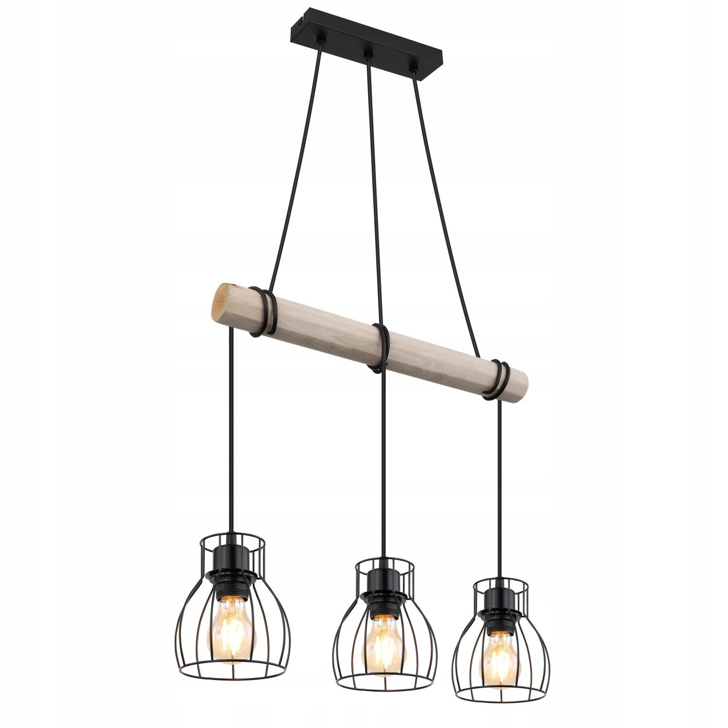 Závesná lampa Mina 3-sklo čierna do obývačky a jedálne