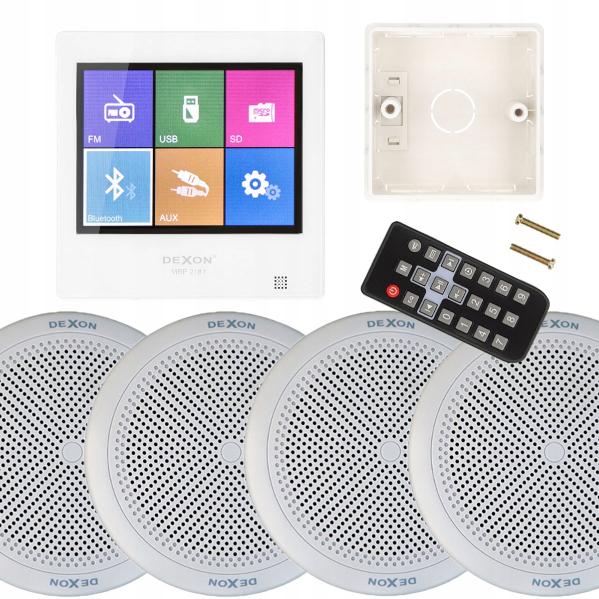 DEXON RADIO PODTYNKOWE BLUETOOTH DO ŁAZIENKI + 4 GŁOŚNIKI
