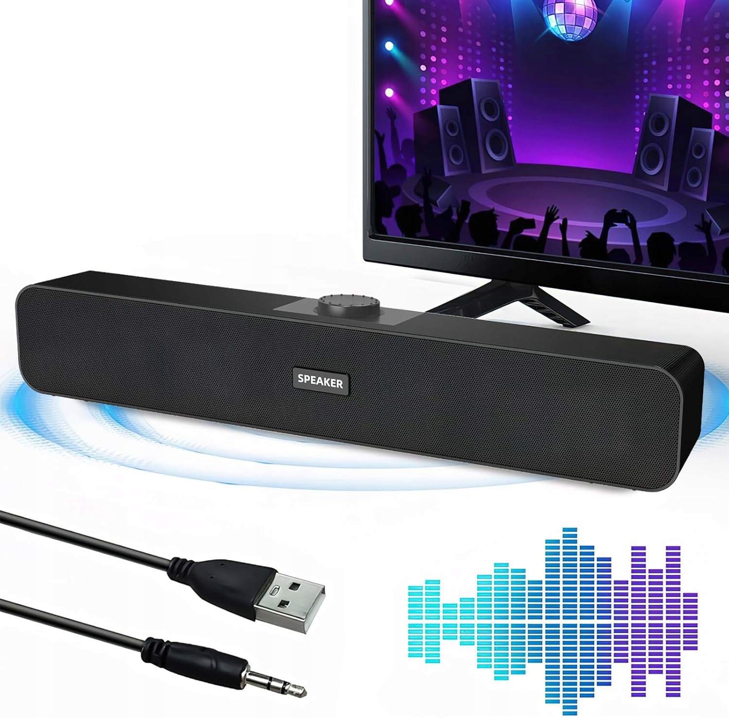 Pc Hi-Fi Stereo Usb reproduktor Malý počítačový reproduktor Černý Tnsland
