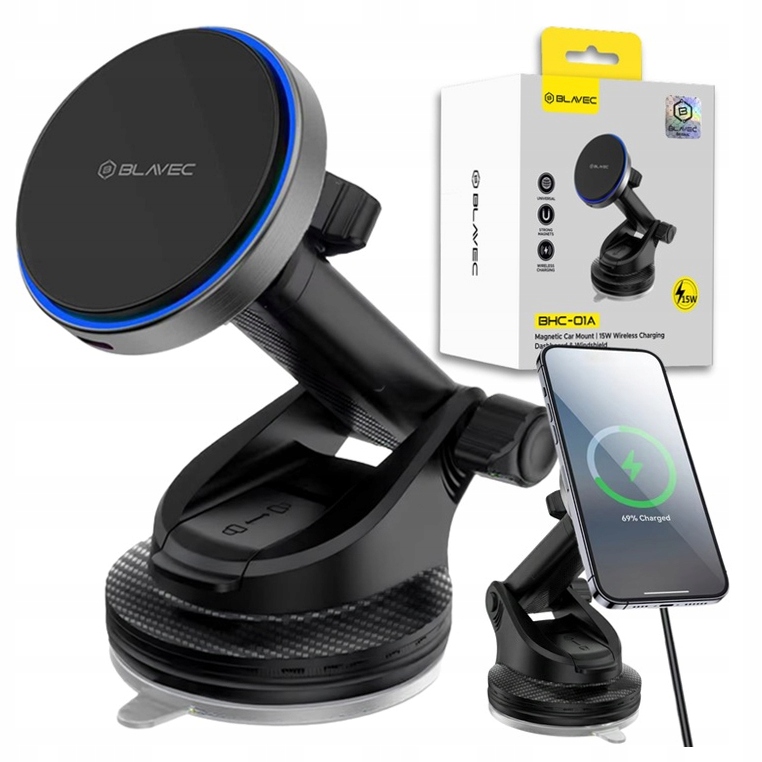 Uchwyt z Magsafe do iPhone 13 14 15 16 17 Air na szybę kokpit z Ładowaniem